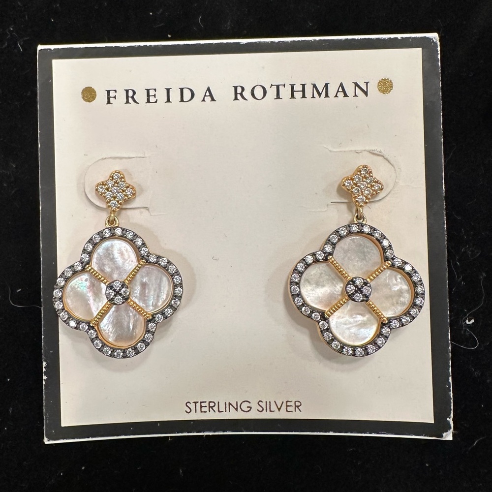 Freida Rothman Blossoming Brilliance Drop Clover Earrings